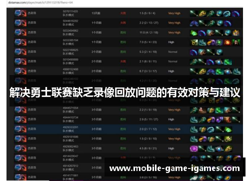解决勇士联赛缺乏录像回放问题的有效对策与建议 解决勇士联赛缺乏录像回放问题的有效对策与建议