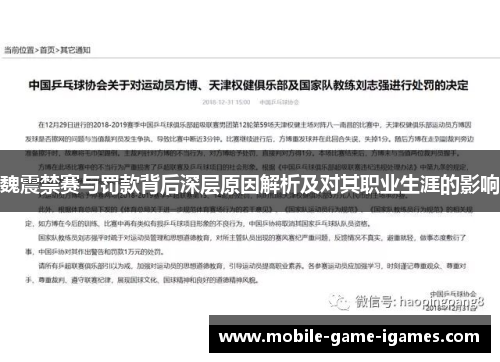 魏震禁赛与罚款背后深层原因解析及对其职业生涯的影响