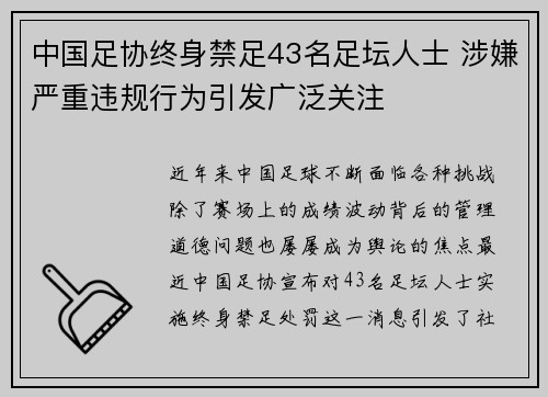 中国足协终身禁足43名足坛人士 涉嫌严重违规行为引发广泛关注